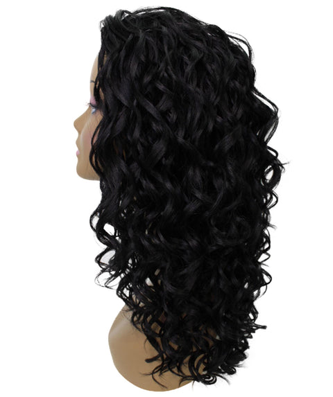 Edwina Black Layered Half Wig
