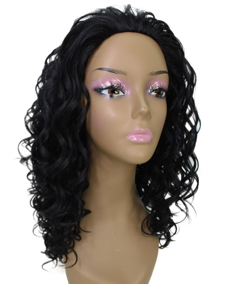 Edwina Black Layered Half Wig