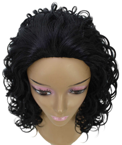 Edwina Black Layered Half Wig
