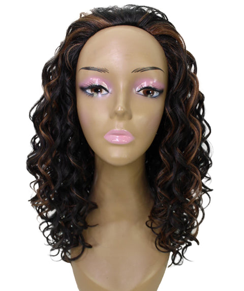 Edwina Black with Caramel Layered Half Wig