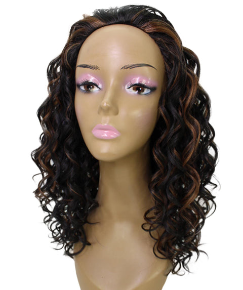 Edwina Black with Caramel Layered Half Wig