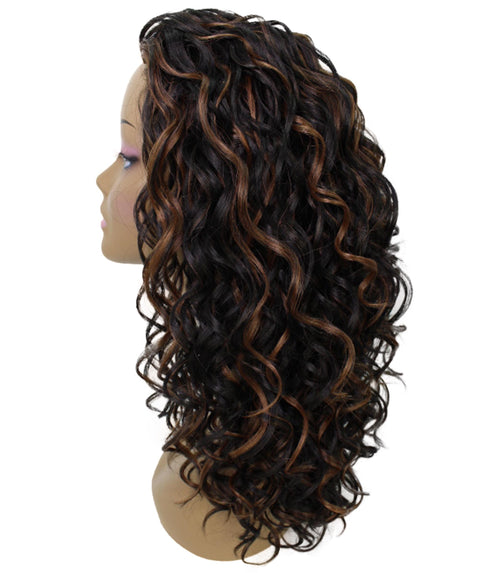 Edwina Black with Caramel Layered Half Wig