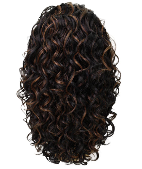 Edwina Black with Caramel Layered Half Wig