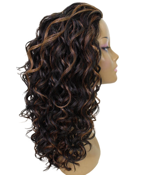 Edwina Black with Caramel Layered Half Wig