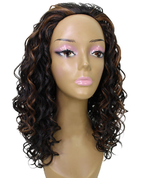 Edwina Black with Caramel Layered Half Wig