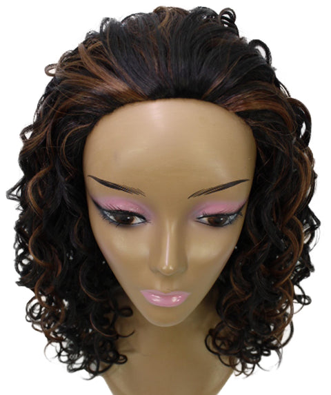 Edwina Black with Caramel Layered Half Wig