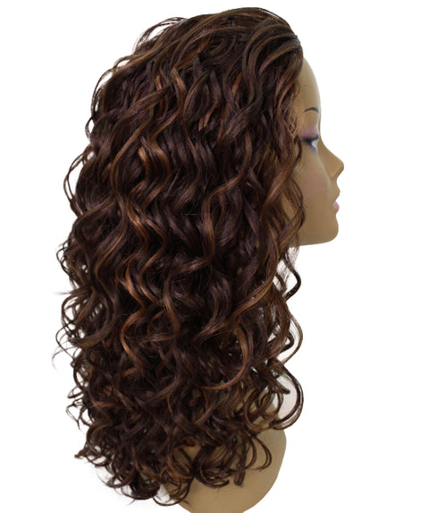 Edwina Brown with Caramel Layered Half Wig