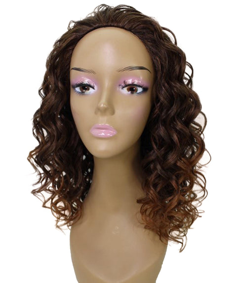 Edwina Dark Auburn Brown Blend Layered Half Wig