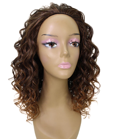 Edwina Dark Auburn Brown Blend Layered Half Wig