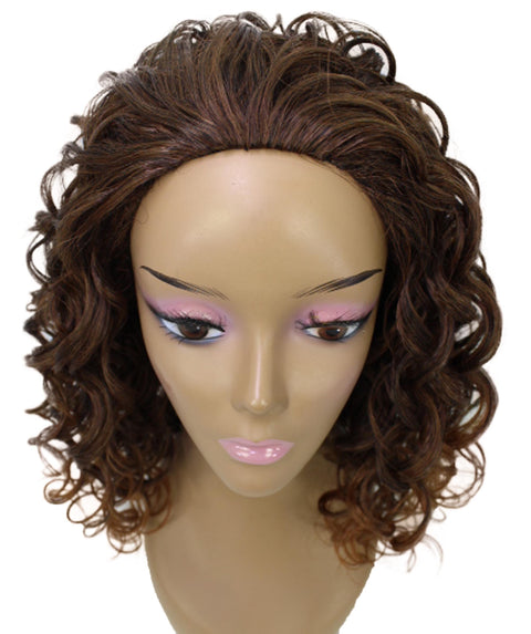 Edwina Dark Auburn Brown Blend Layered Half Wig