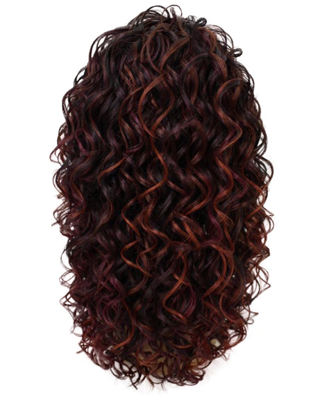 Edwina Deep Red with Black Blend Layered Half Wig