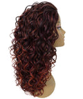 Edwina Deep Red with Black Blend Layered Half Wig