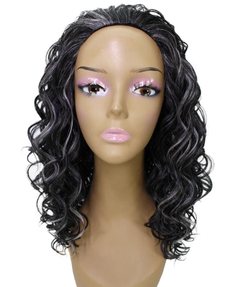 Edwina Dark Charcoal Gray Layered Half Wig