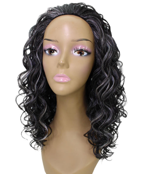 Edwina Dark Charcoal Gray Layered Half Wig