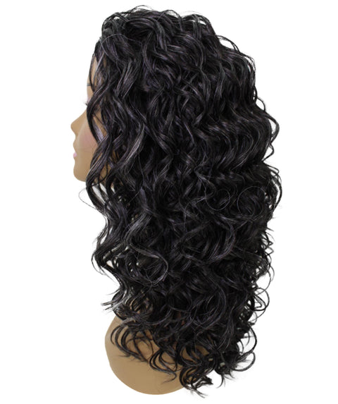 Edwina Dark Charcoal Gray Layered Half Wig