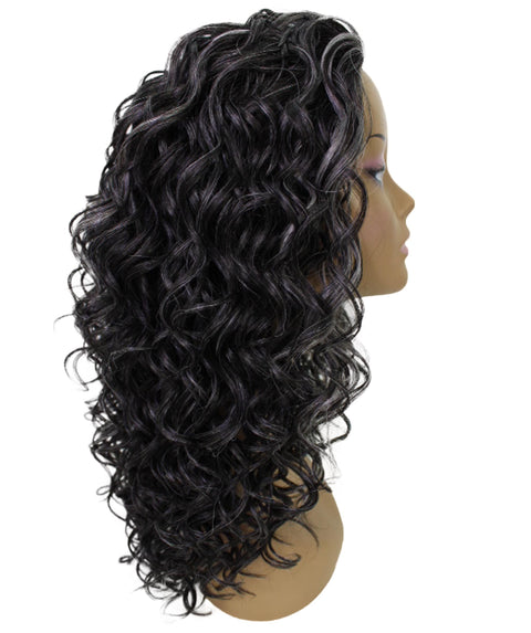 Edwina Dark Charcoal Gray Layered Half Wig