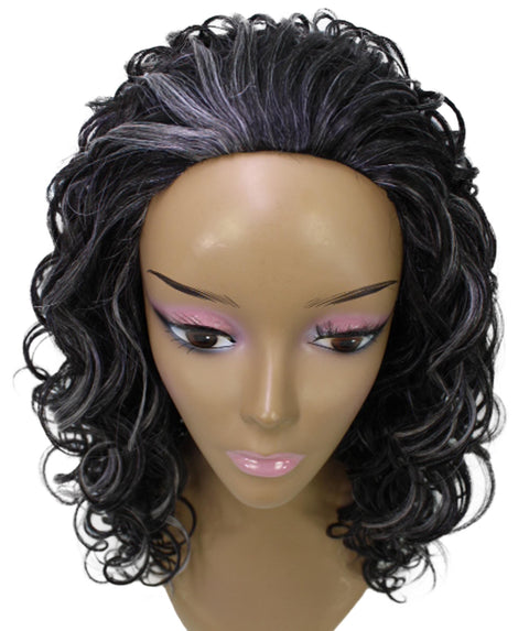 Edwina Dark Charcoal Gray Layered Half Wig