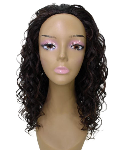 Edwina Dark Brown Blend Layered Half Wig