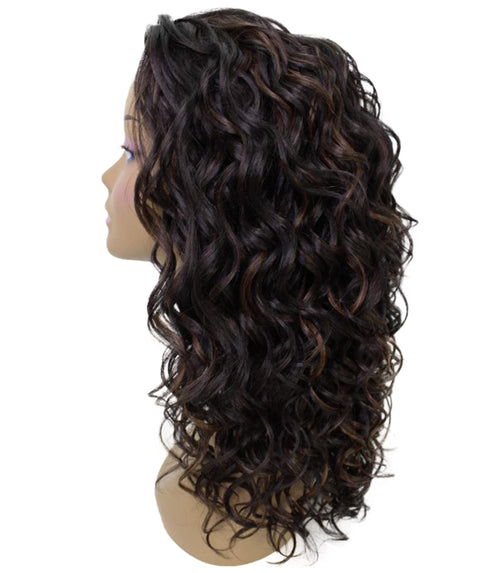 Edwina Dark Brown Blend Layered Half Wig