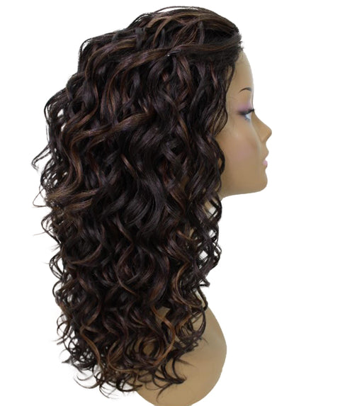 Edwina Dark Brown Blend Layered Half Wig