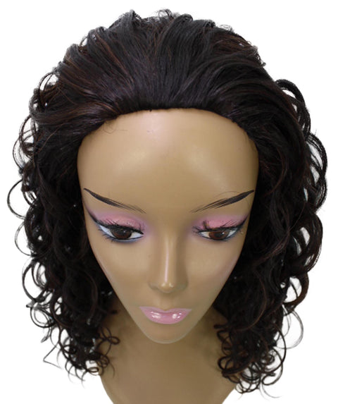 Edwina Dark Brown Blend Layered Half Wig