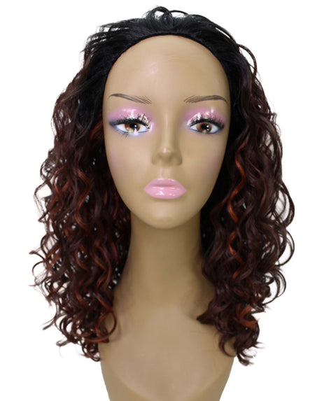 Edwina Medium Brown to Black Blend Layered Half Wig
