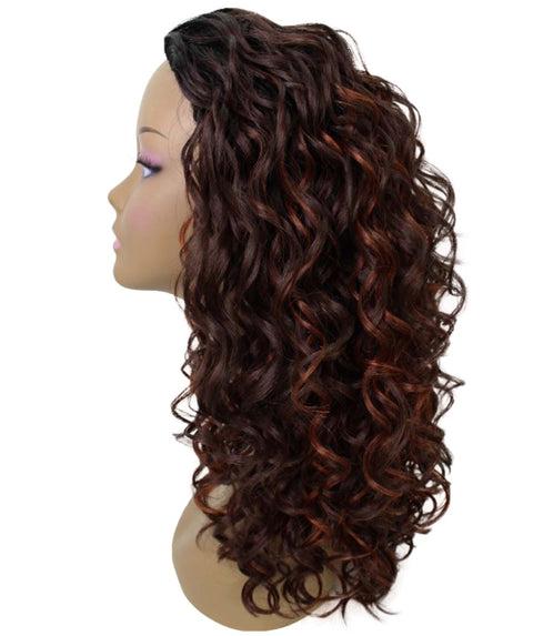 Edwina Medium Brown to Black Blend Layered Half Wig