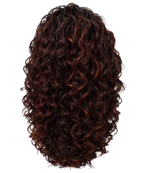 Edwina Medium Brown to Black Blend Layered Half Wig