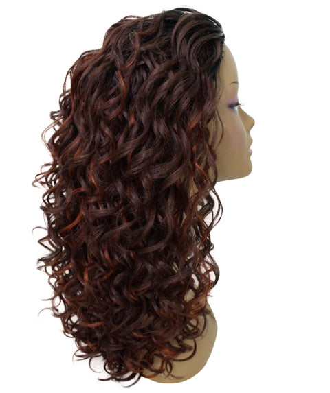 Edwina Medium Brown to Black Blend Layered Half Wig