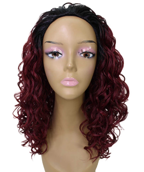 Edwina Deep Pink to Black Blend Layered Half Wig