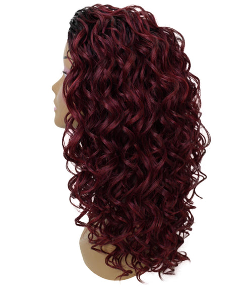 Edwina Deep Pink to Black Blend Layered Half Wig