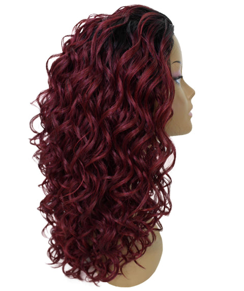 Edwina Deep Pink to Black Blend Layered Half Wig