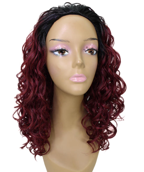 Edwina Deep Pink to Black Blend Layered Half Wig