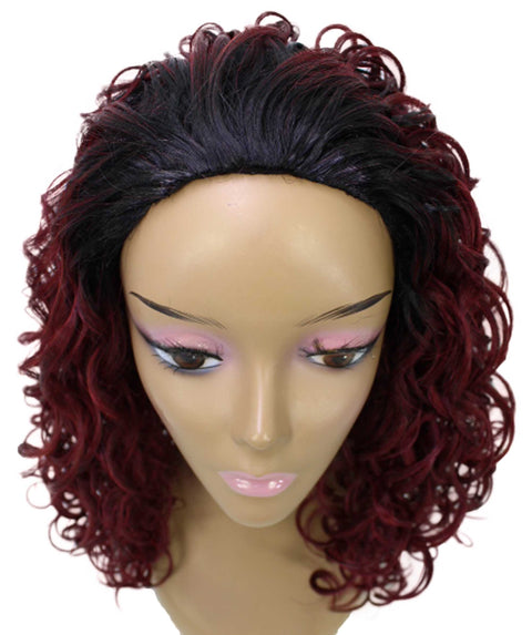 Edwina Deep Pink to Black Blend Layered Half Wig