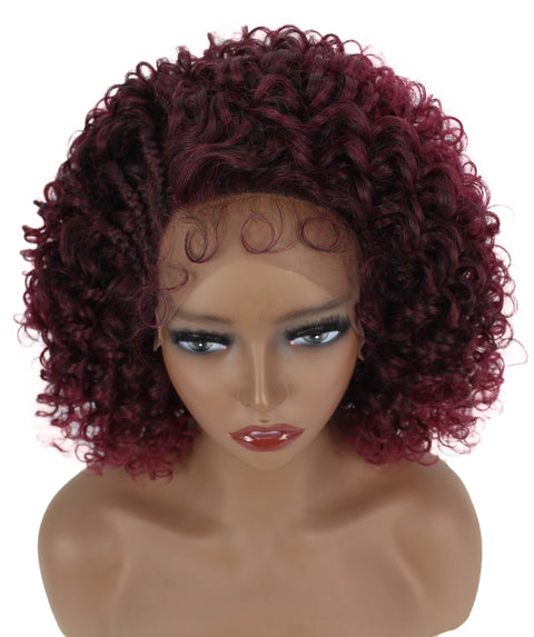 Talia Black and Red Plum Blend Edge Afro Lace Wig