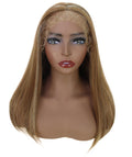 Ebony  Light Brown with grey Straight  Lace Wig