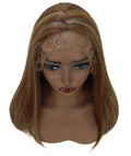 Ebony  Light Brown with grey Straight  Lace Wig
