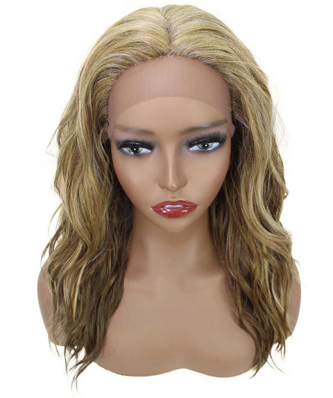 Riley Honey Blonde, Light Gold Blonde and Dark Brown Blend Glamour Lace Wig