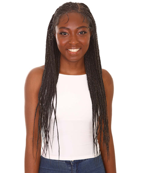 best full 29 inch length 13x5 synthetic hd lace front cornrow braided black women affordable glueless baby hairs natural african american brazilian body wave natural multicolored hand tied heat resistant deep dye bohemian wig