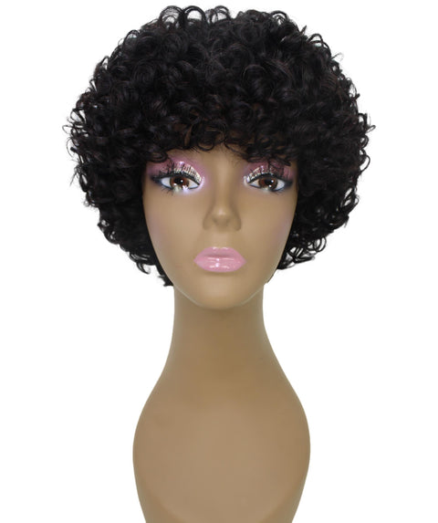 best full 9 inch length curly afro short black women affordable glueless human hair african american brazilian body wave natural multicolored hand tied heat resistant wig