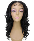 best full 18 inch length T part synthetic hd lace front wavy hollywood layered black women affordable glueless natural african american brazilian body wave natural multicolored hand tied heat resistant wig