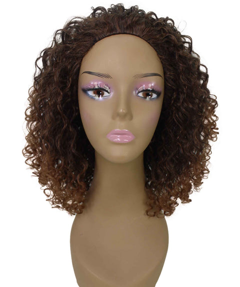 best half 15 inch length kinky curly ringlets human hair black women affordable glueless natural african american brazilian body wave natural multicolored hand tied wig