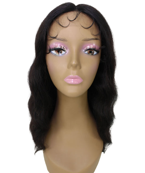 best full 15 inch length T-part human hair hd lace front wavy short black women affordable glueless natural african american brazilian body wave natural multicolored hand tied heat resistant wig