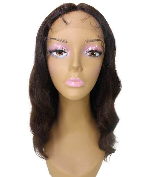 best full 15 inch length T-part human hair hd lace front wavy short black women affordable glueless natural african american brazilian body wave natural multicolored hand tied heat resistant wig